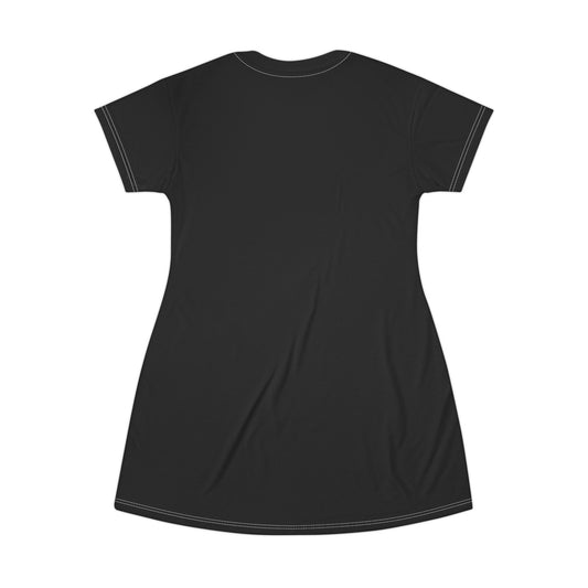 Lilith Goddess Graphic T-Shirt Dress — Bold Black AOP Dress