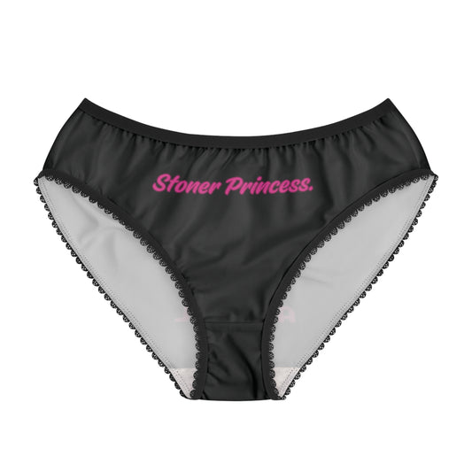 'Stoner Princess & Cute As Hell' Black Print Cotton Briefs