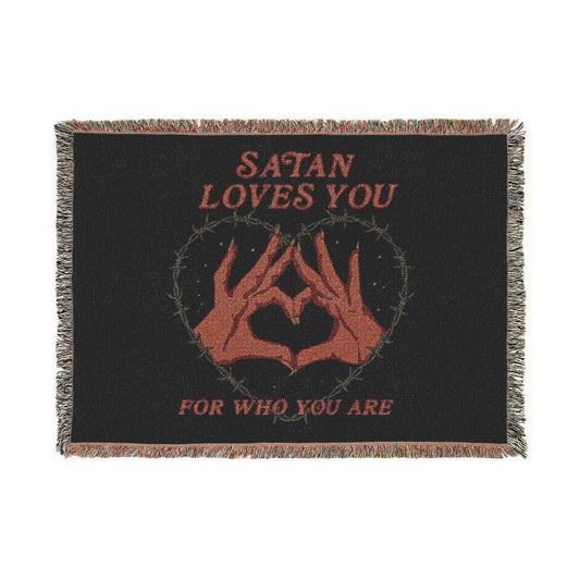 Satan Loves You - Heavy Cotton Woven Blanket