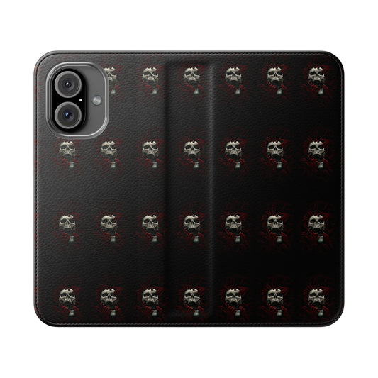 Vegan Leather Phone Case — Skull & Red Hands Dark Gothic Sexy Design
