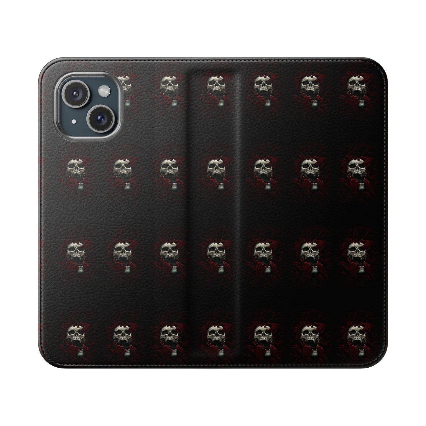 Vegan Leather Phone Case — Skull & Red Hands Dark Gothic Sexy Design