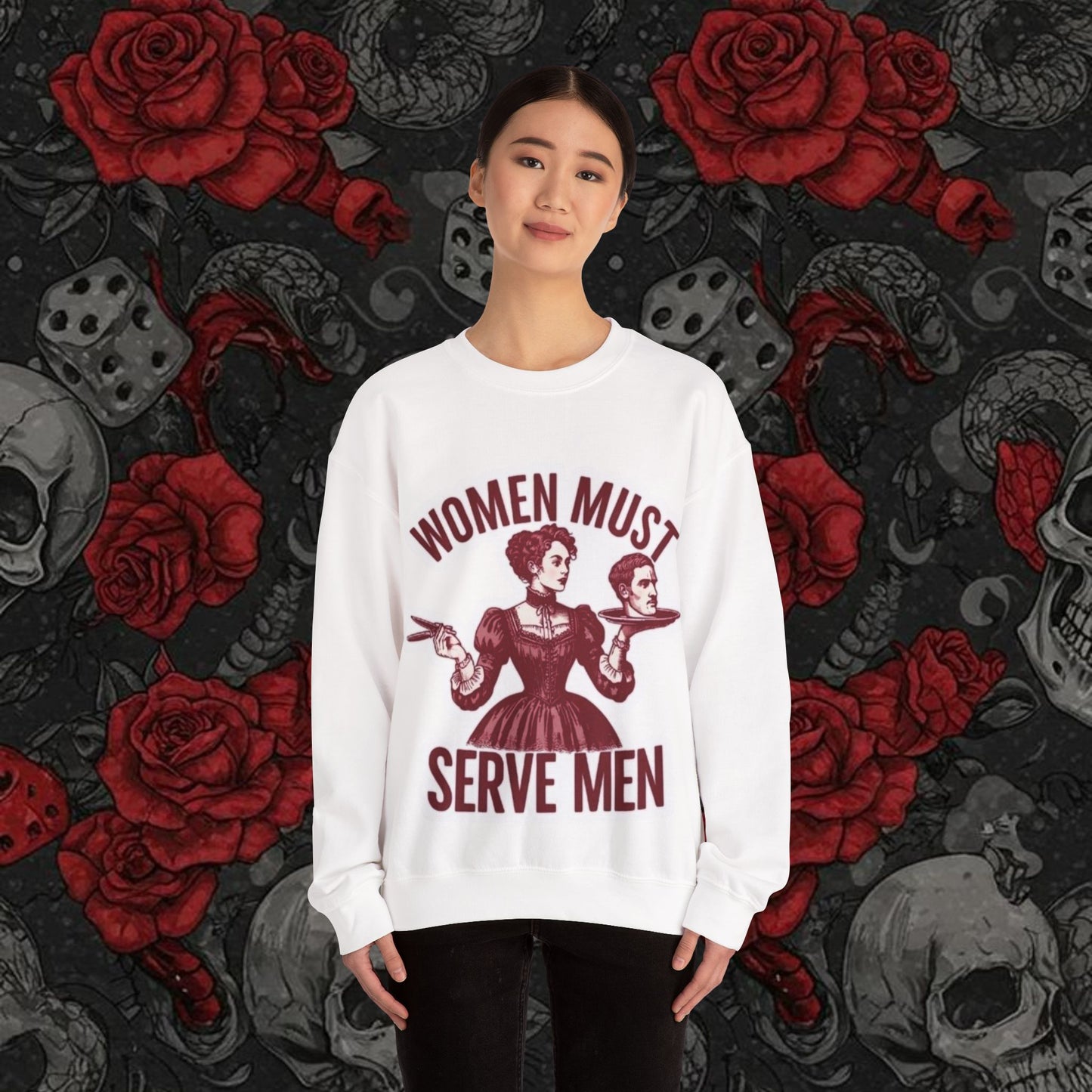 "Women Must Serve Men" Vintage Graphic Crew neck