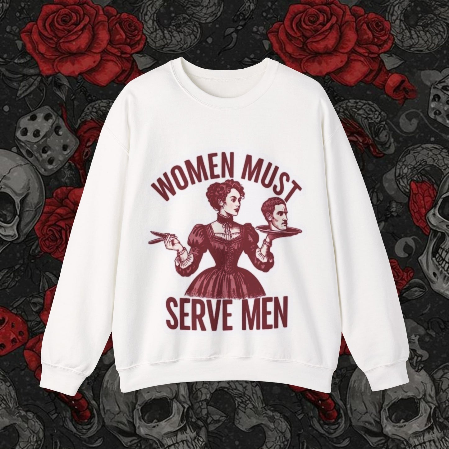 "Women Must Serve Men" Vintage Graphic Crew neck