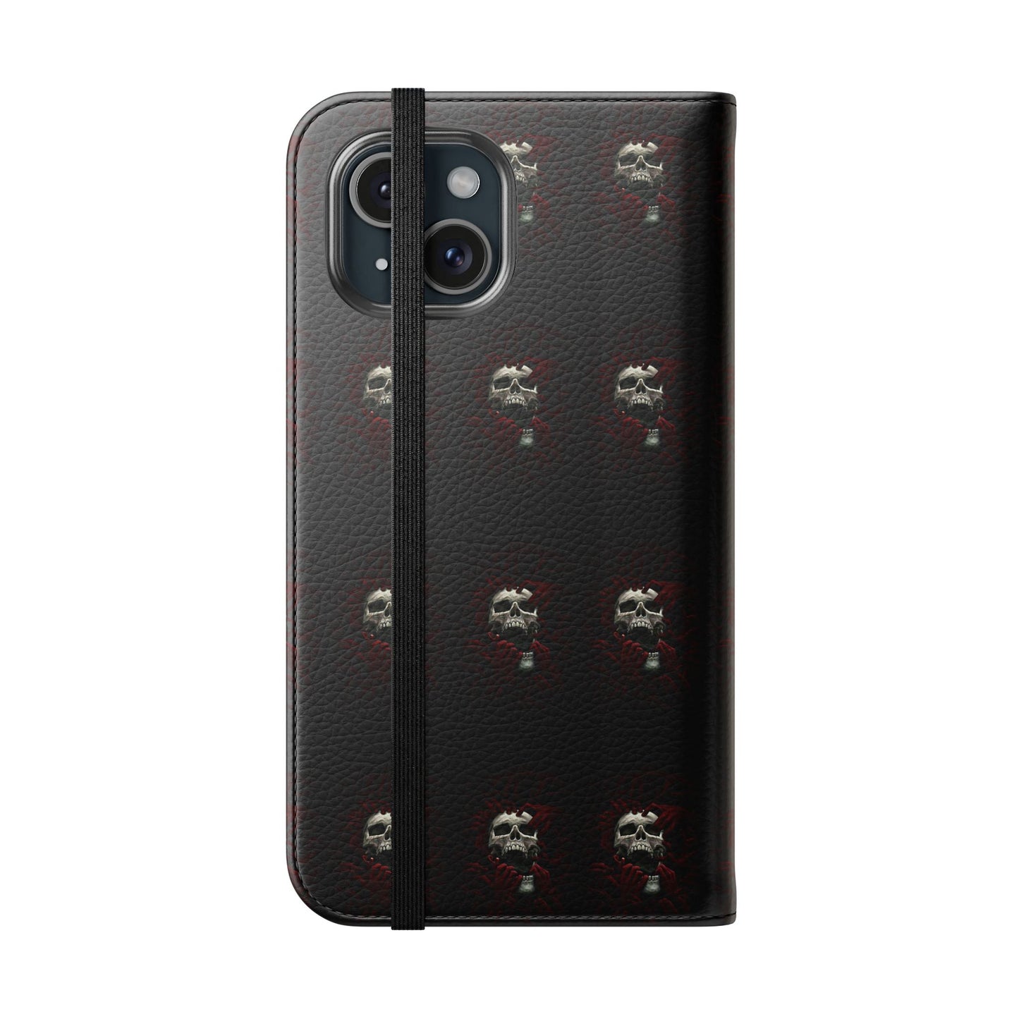 Vegan Leather Phone Case — Skull & Red Hands Dark Gothic Sexy Design