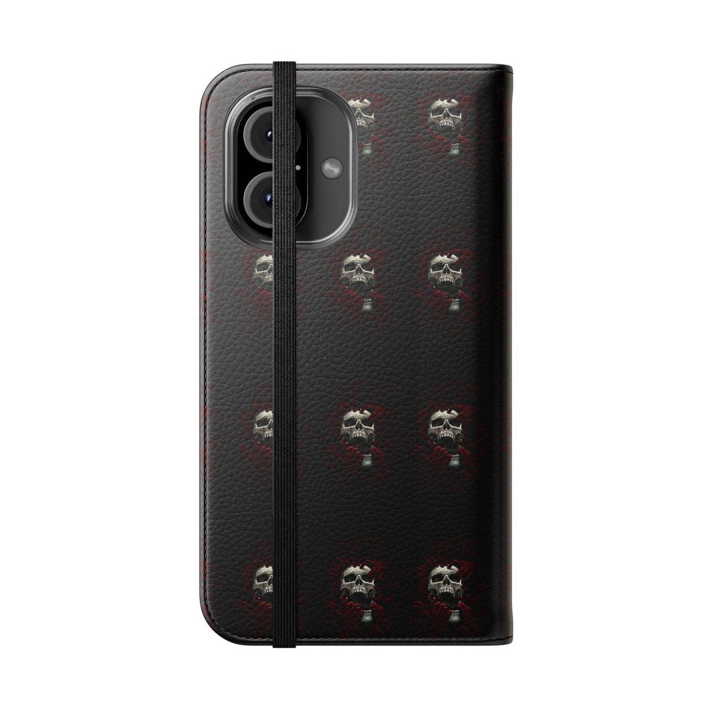 Vegan Leather Phone Case — Skull & Red Hands Dark Gothic Sexy Design