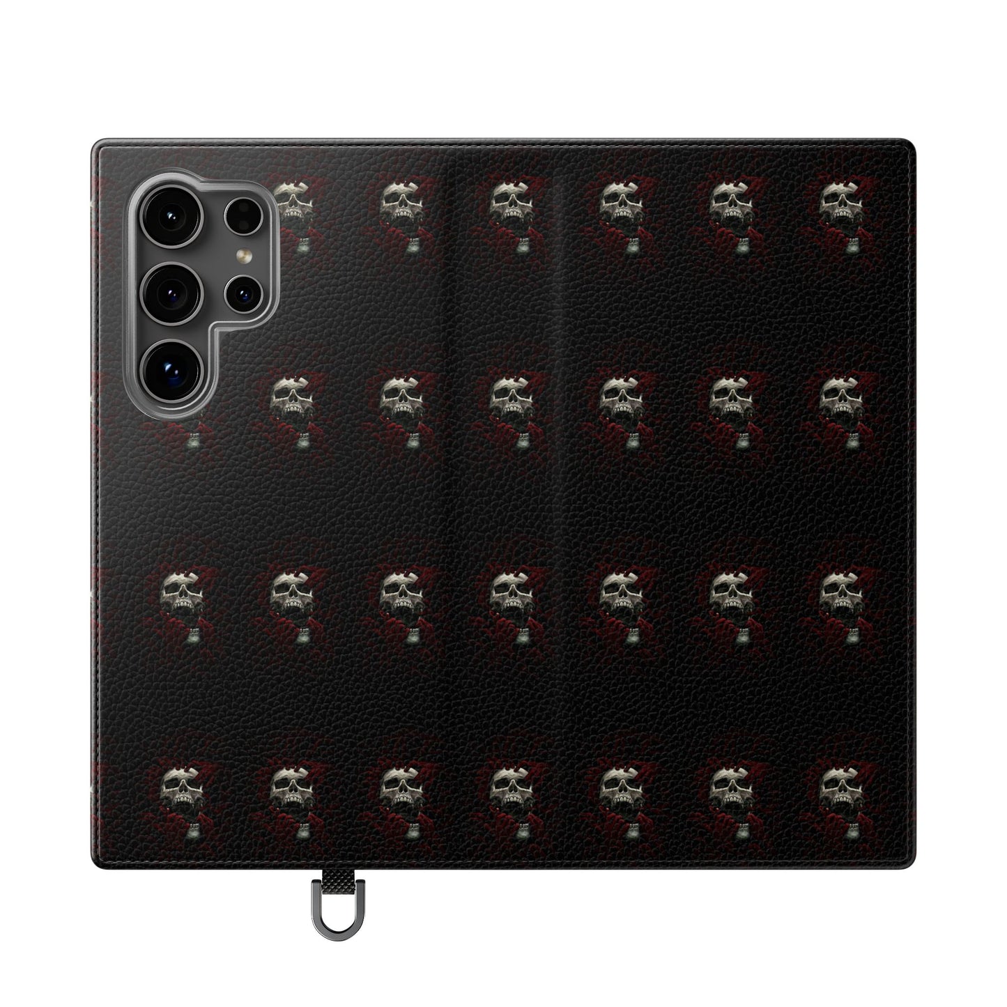 Vegan Leather Phone Case — Skull & Red Hands Dark Gothic Sexy Design