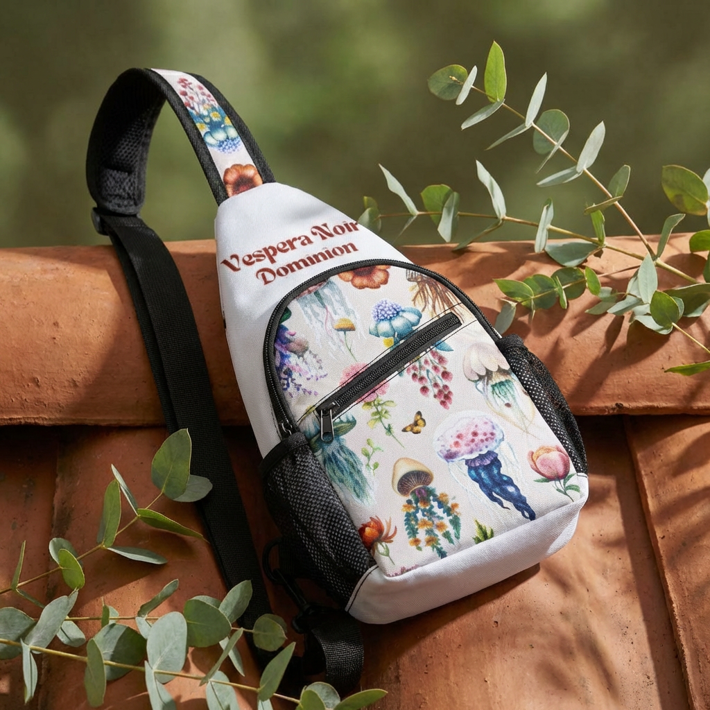 Floral Jellyfish Chest Bag — Vespera Noir Dominion Sling Pack