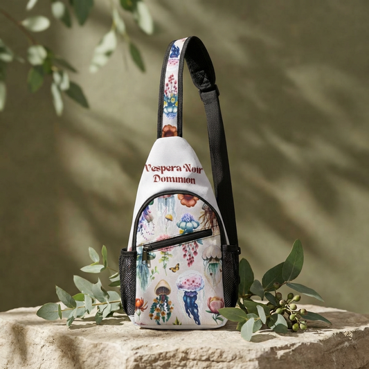 Floral Jellyfish Chest Bag — Vespera Noir Dominion Sling Pack