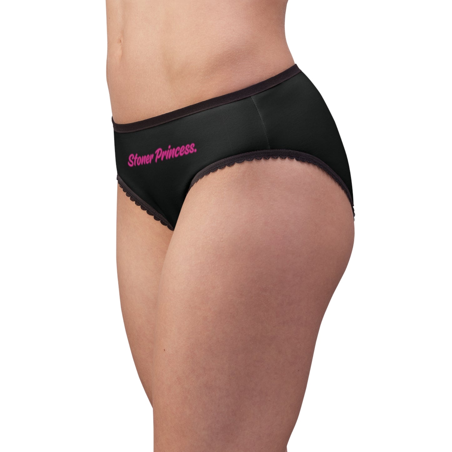 'Stoner Princess & Cute As Hell' Black Print Cotton Briefs